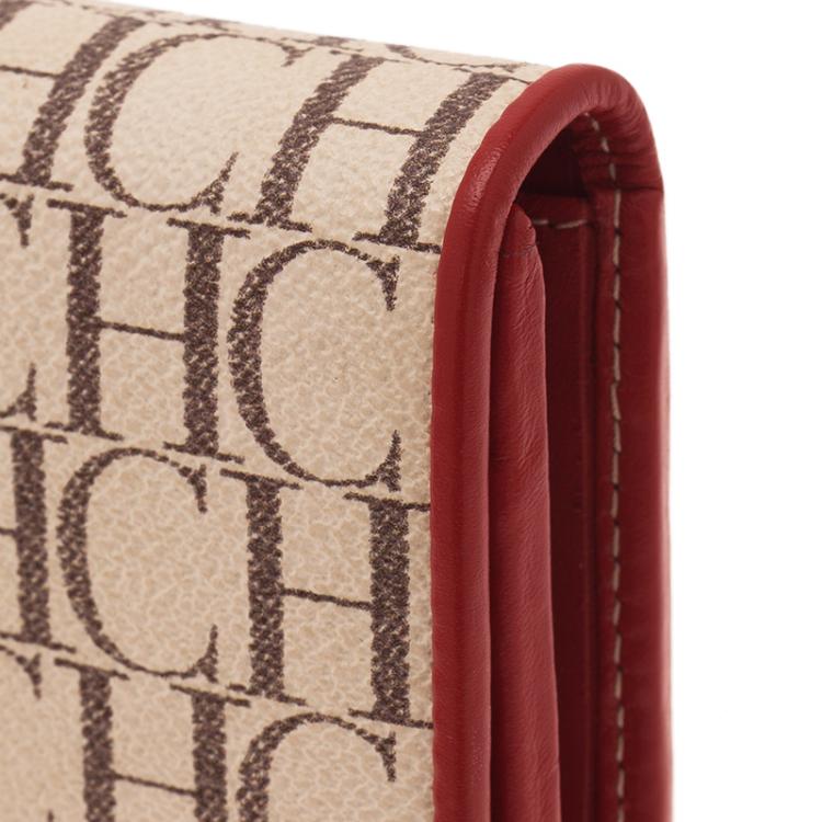 Pre Owned Carolina Herrera Beige Monogram Canvas Continental Wallet