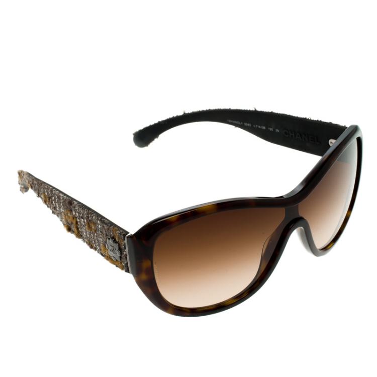 Chanel Brown Tortoise 5242 Tweed Sunglasses Chanel | The Luxury Closet