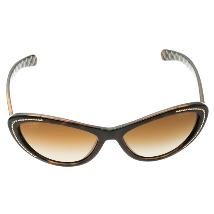 Chanel Brown 6039 Chain Detail Cat Eye Sunglasses Chanel
