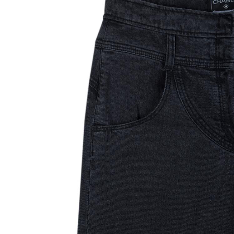 Pre Owned Chanel Grey Denim Flared High Waist Jeans M