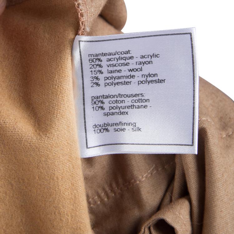 Pre Owned Chanel Tan Brown Multicolor Textured Panel Detail Trousers M