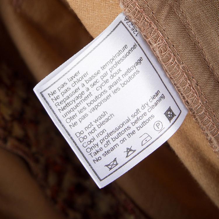 Pre Owned Chanel Tan Brown Multicolor Textured Panel Detail Trousers M