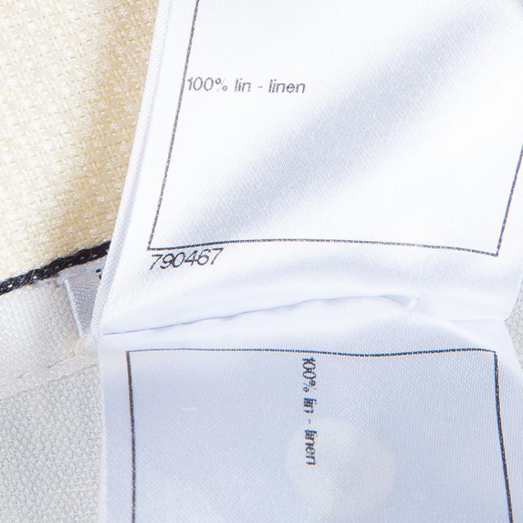 Pre Owned Chanel Off-white Linen Wide Leg Trousers M