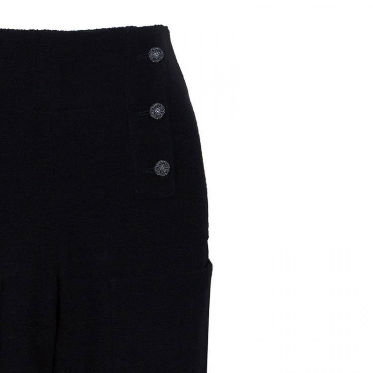 Pre Owned Chanel Black Tweed Trousers M