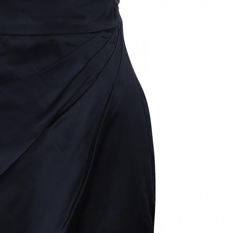 Pre Owned Chanel Black Silk Skirt M