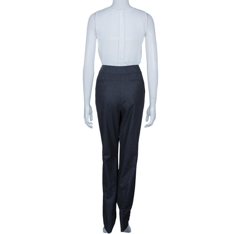 Pre Owned Chanel Grey Wool Trousers L