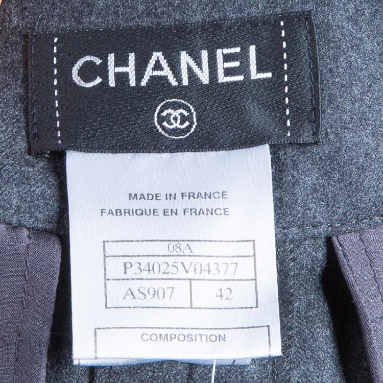 Pre Owned Chanel Grey Wool Trousers L