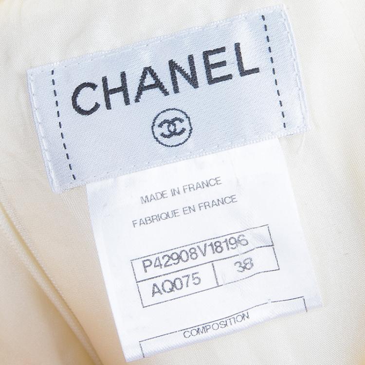 Pre Owned Chanel Off-white Tweed Skirt Suit M
