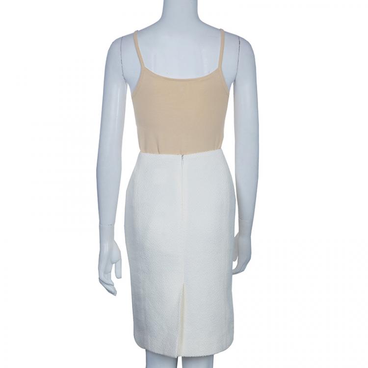 Pre Owned Chanel Off-white Tweed Skirt M