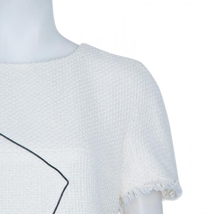 Pre Owned Chanel Cream Tweed Dress L