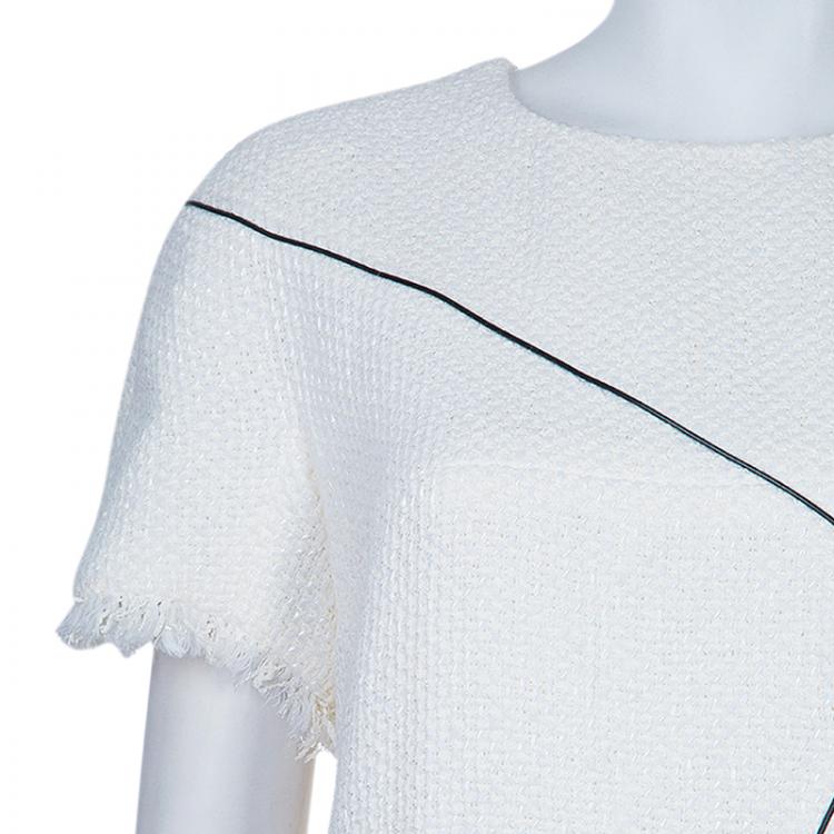 Pre Owned Chanel Cream Tweed Dress L