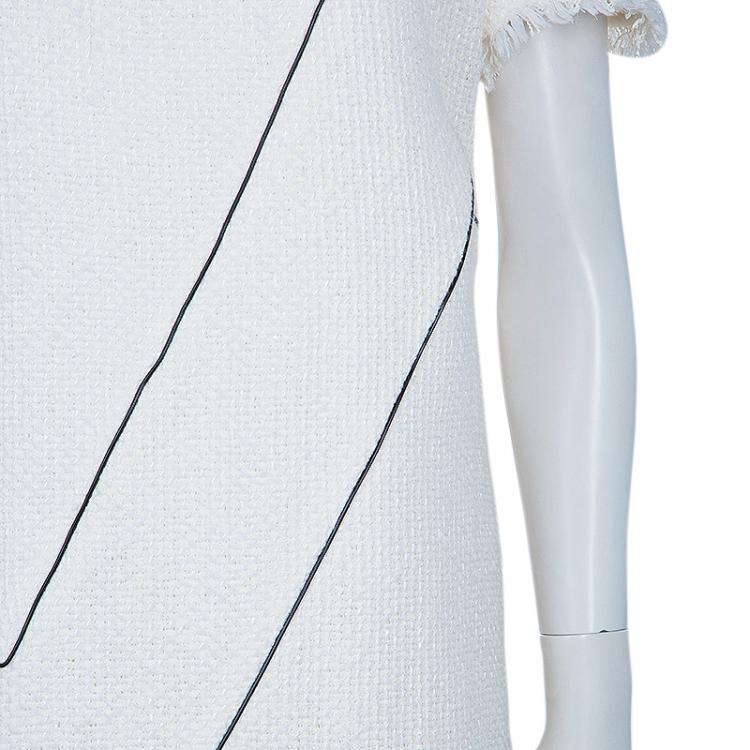 Pre Owned Chanel Cream Tweed Dress L