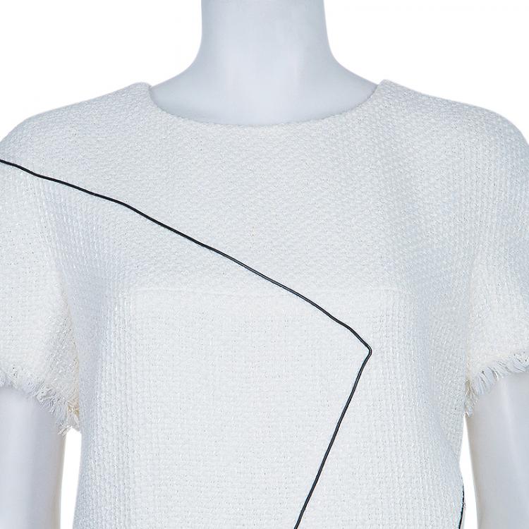 Pre Owned Chanel Cream Tweed Dress L