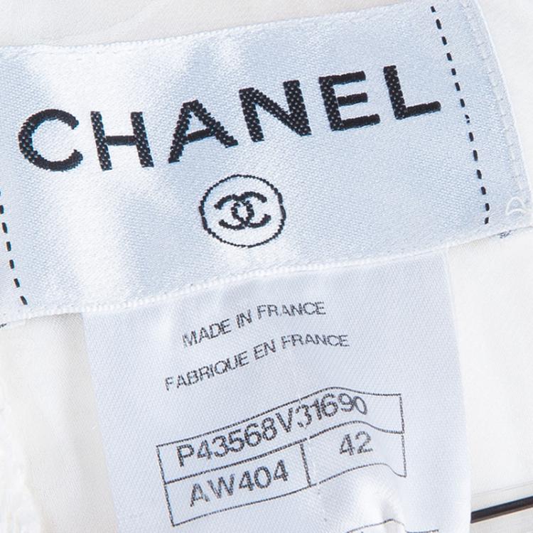 Pre Owned Chanel Cream Tweed Dress L