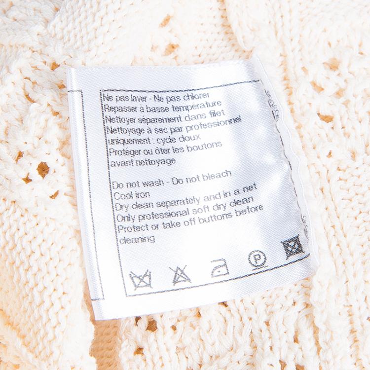 Pre Owned Chanel Offwhite Embroidered Cardigan M