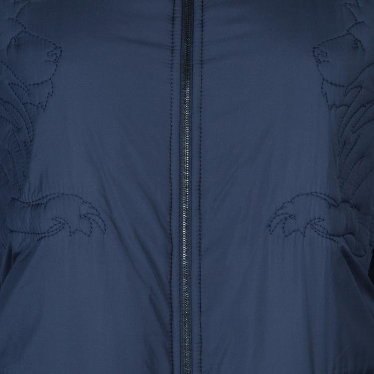 Pre Owned Chanel Navy Blue Quilted Bomber Jacket L