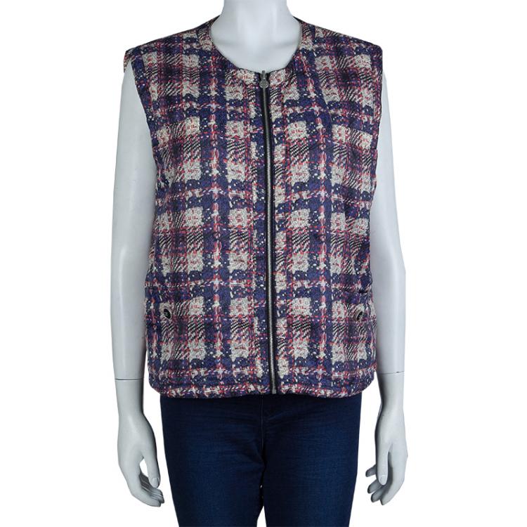 Pre Owned Chanel Printed Nylon Sleeveless Reversible Jacket L