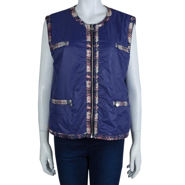 Pre Owned Chanel Printed Nylon Sleeveless Reversible Jacket L