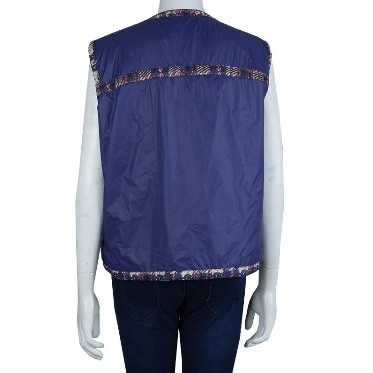 Pre Owned Chanel Printed Nylon Sleeveless Reversible Jacket L