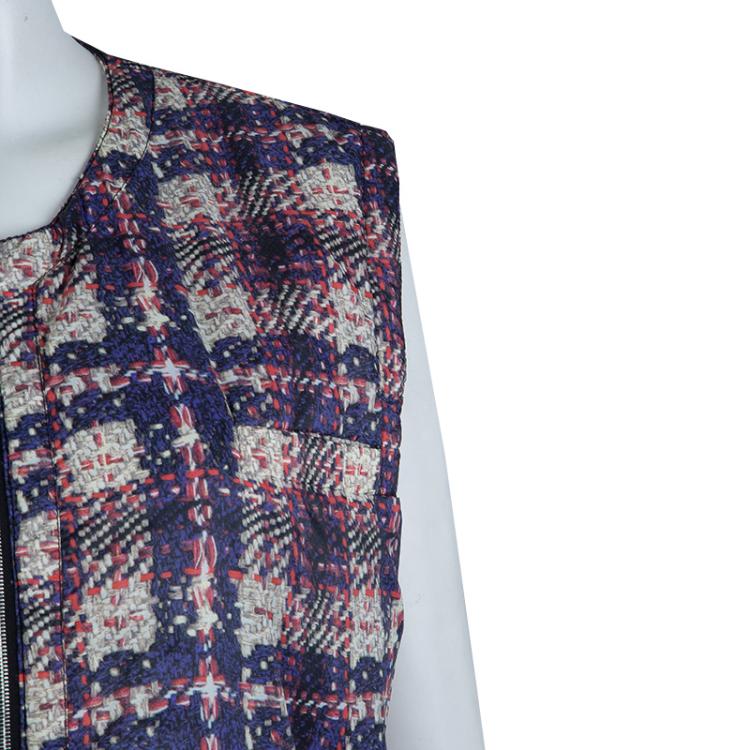 Pre Owned Chanel Printed Nylon Sleeveless Reversible Jacket L