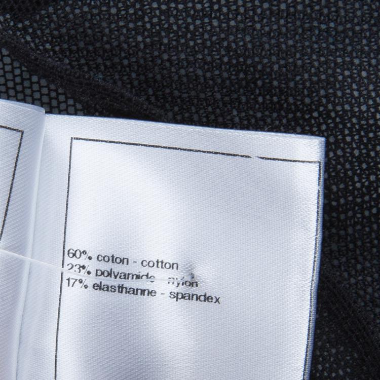 Pre Owned Chanel Black Mesh Turtleneck Long Sleeve Sheer Top L