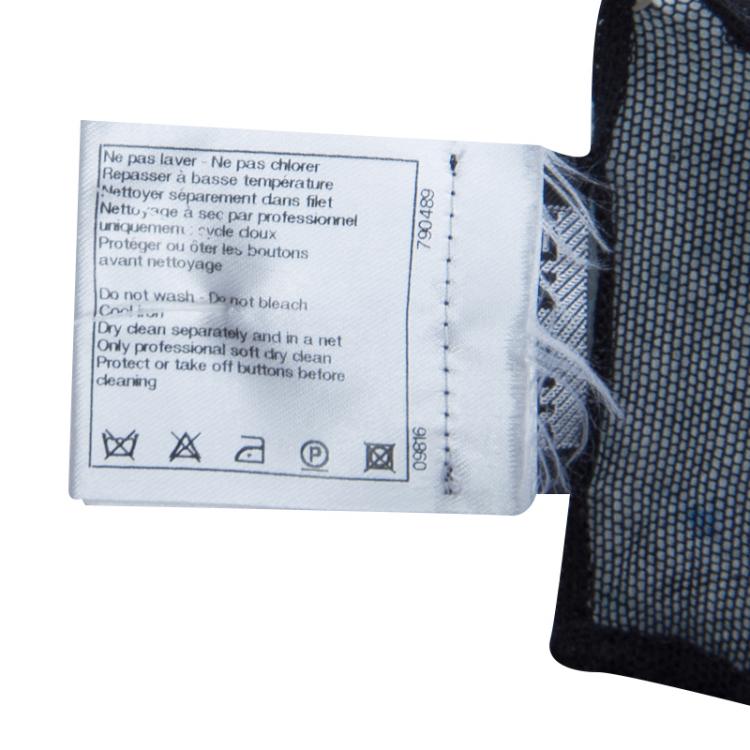 Pre Owned Chanel Black Mesh Turtleneck Long Sleeve Sheer Top L