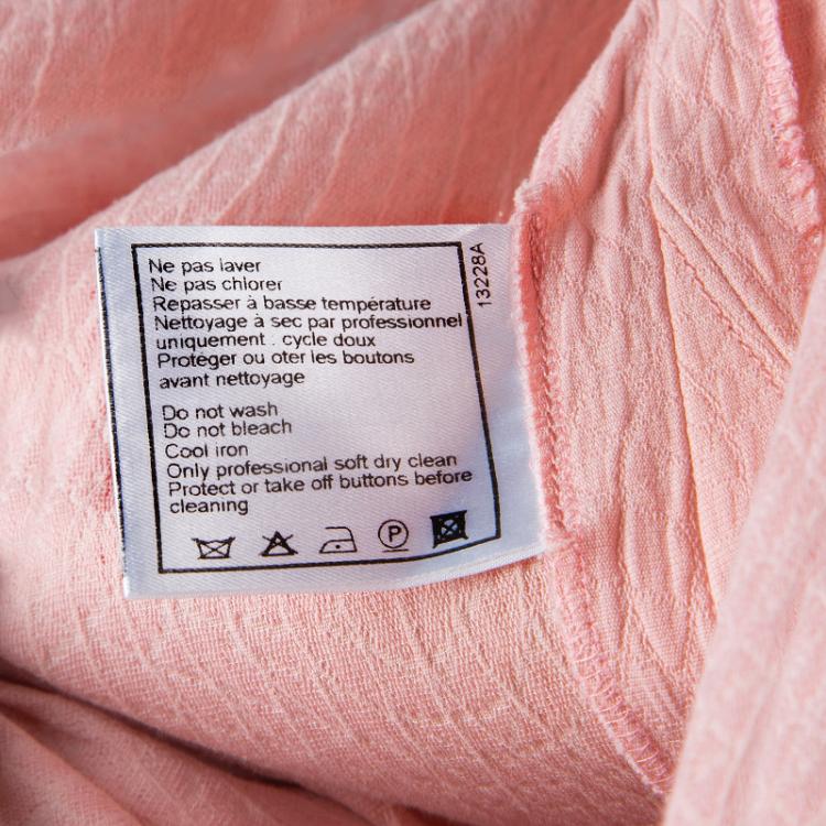 Pre Owned Chanel Light Pink Textured Cotton Wide-Leg Trousers M