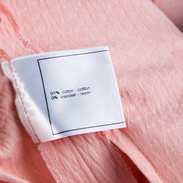 Pre Owned Chanel Light Pink Textured Cotton Wide-Leg Trousers M