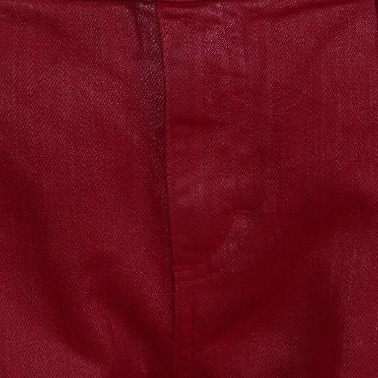 Pre Owned Chanel Red Metallic Finish Jeans L