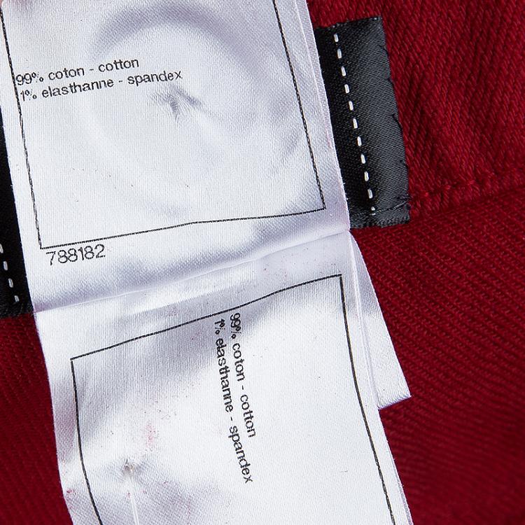 Pre Owned Chanel Red Metallic Finish Jeans L