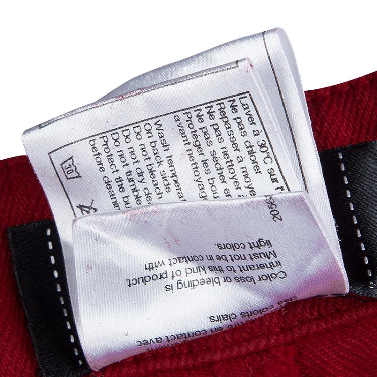 Pre Owned Chanel Red Metallic Finish Jeans L