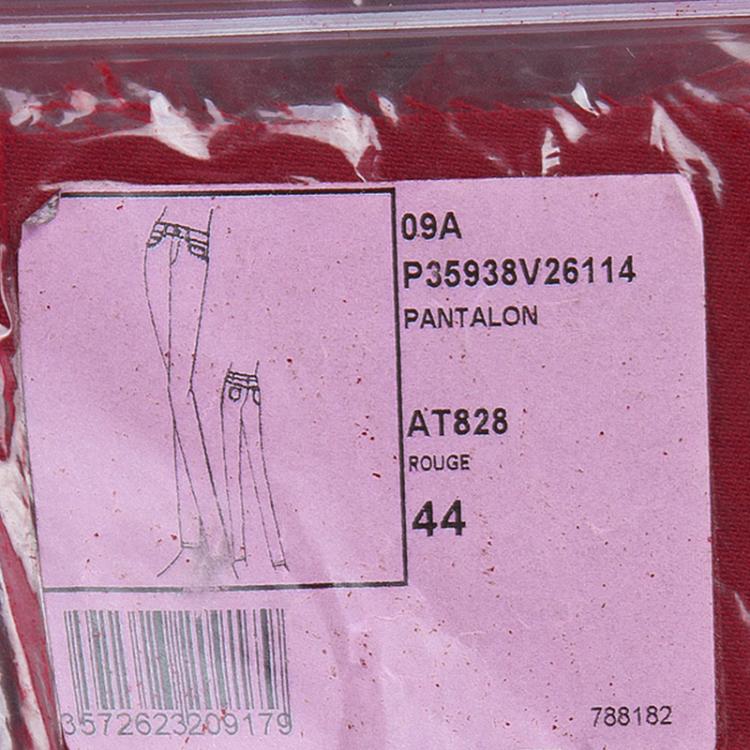 Pre Owned Chanel Red Metallic Finish Jeans L