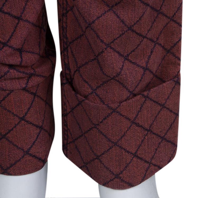 Pre Owned Chanel Red Stone-Washed Denim Topstitch Detail Jeans M