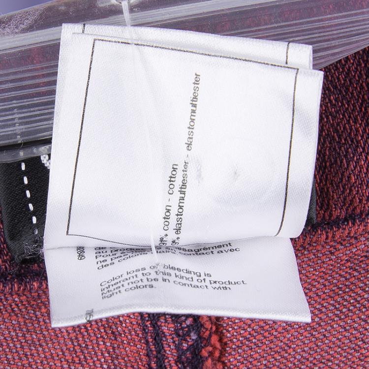 Pre Owned Chanel Red Stone-Washed Denim Topstitch Detail Jeans M