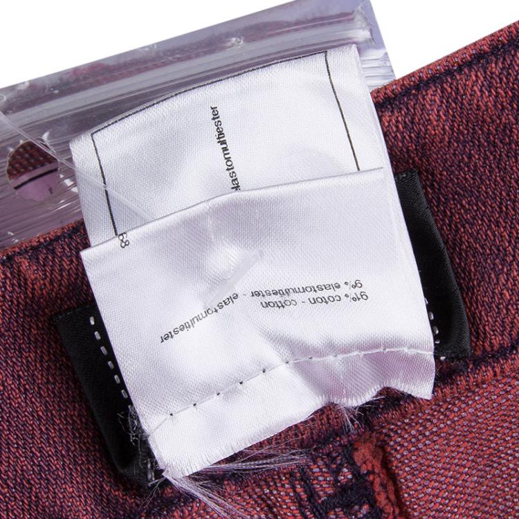 Pre Owned Chanel Red Stone-Washed Denim Topstitch Detail Jeans M