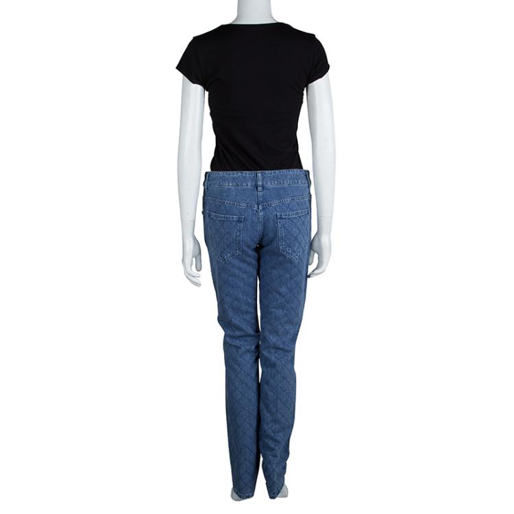 Pre Owned Chanel Indigo Denim Topstitch Detail Jeans M