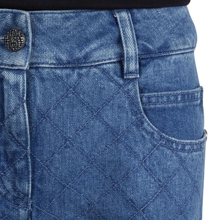 Pre Owned Chanel Indigo Denim Topstitch Detail Jeans M