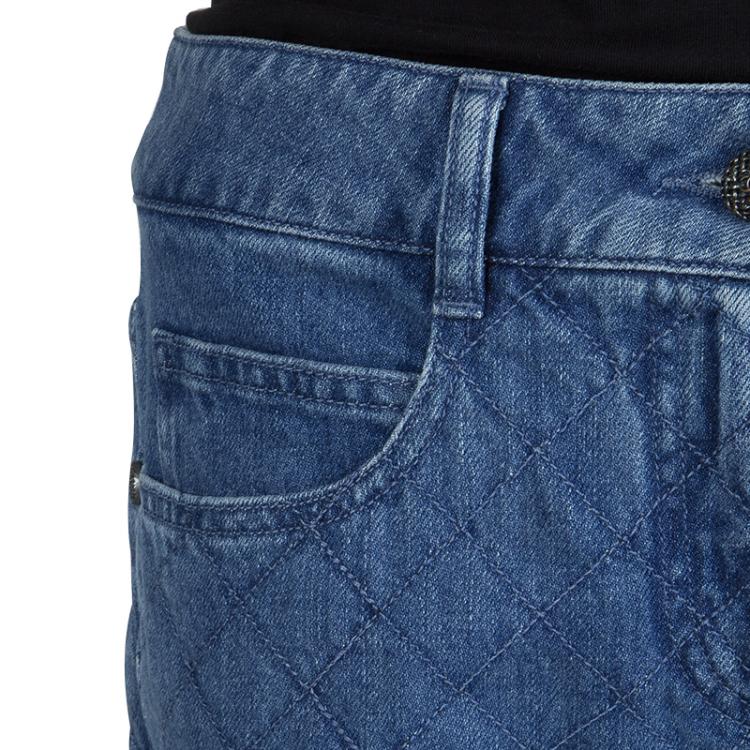 Pre Owned Chanel Indigo Denim Topstitch Detail Jeans M