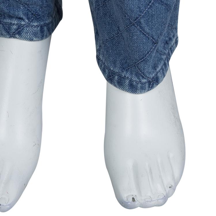 Pre Owned Chanel Indigo Denim Topstitch Detail Jeans M