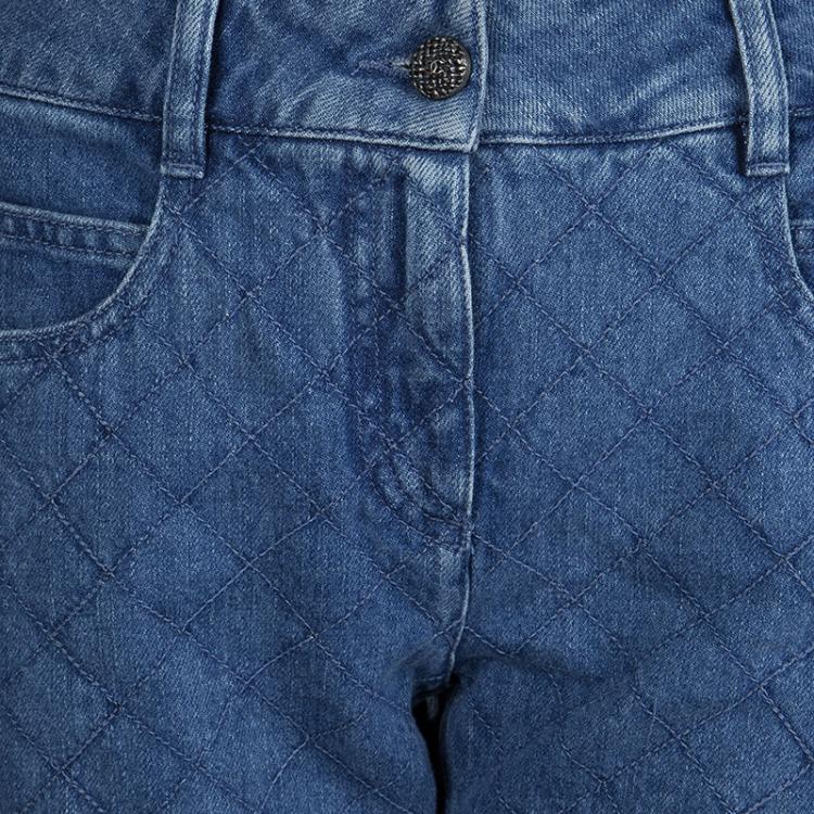 Pre Owned Chanel Indigo Denim Topstitch Detail Jeans M