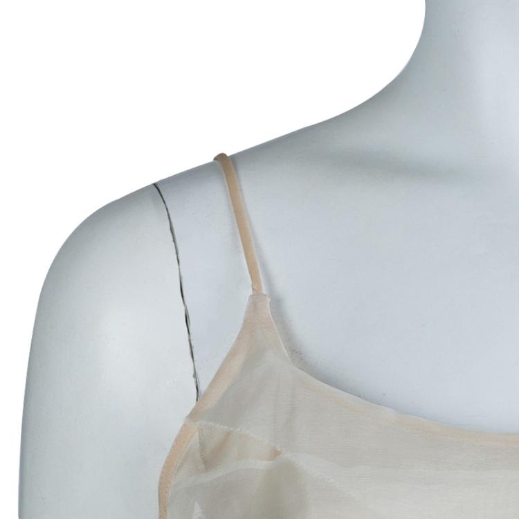 Pre Owned Chanel Beige Tiered Sheer Silk Top M