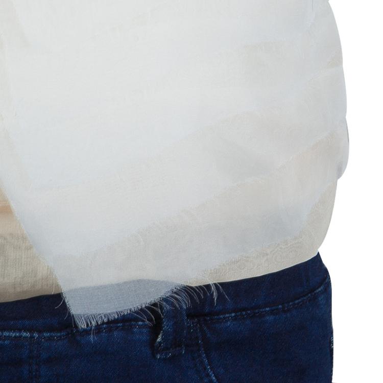 Pre Owned Chanel Beige Tiered Sheer Silk Top M