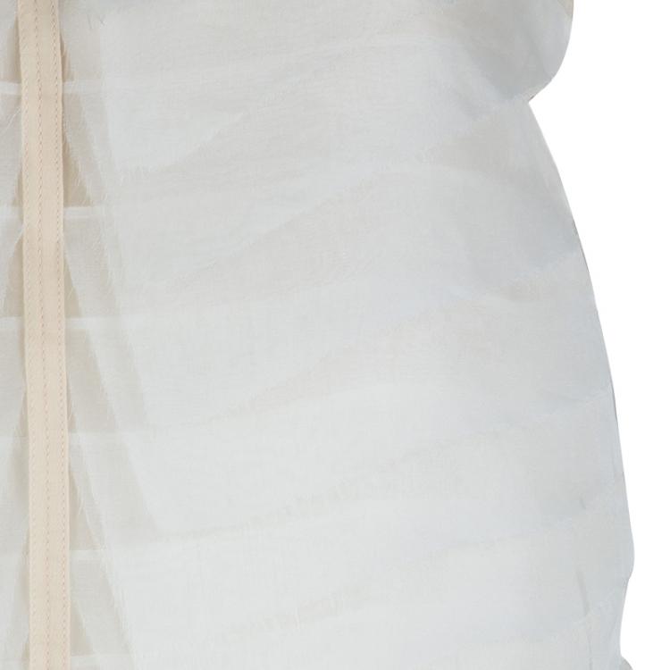 Pre Owned Chanel Beige Tiered Sheer Silk Top M