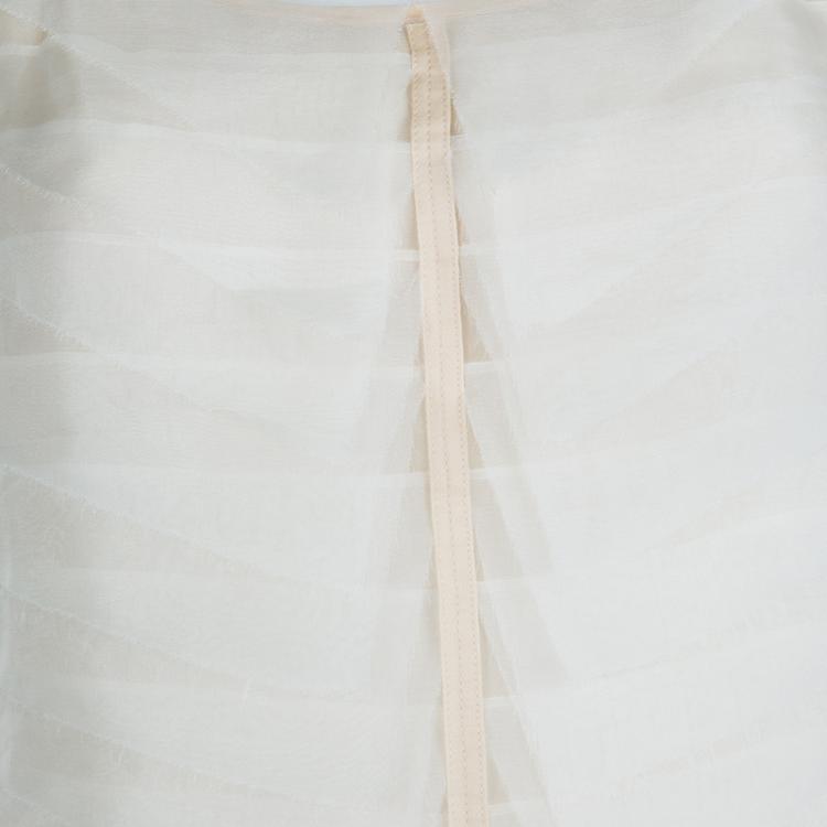 Pre Owned Chanel Beige Tiered Sheer Silk Top M