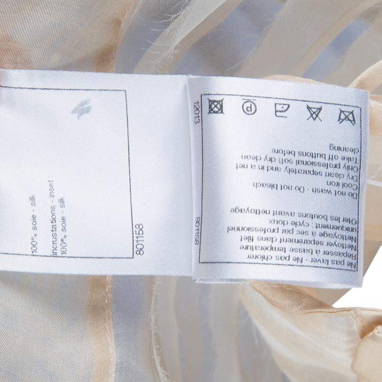 Pre Owned Chanel Beige Tiered Sheer Silk Top M