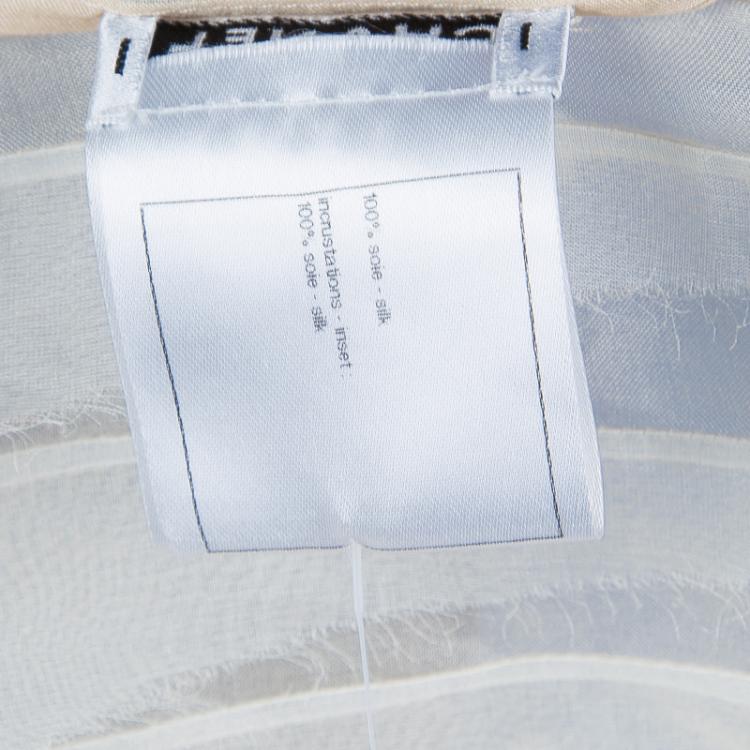 Pre Owned Chanel Beige Tiered Sheer Silk Top M