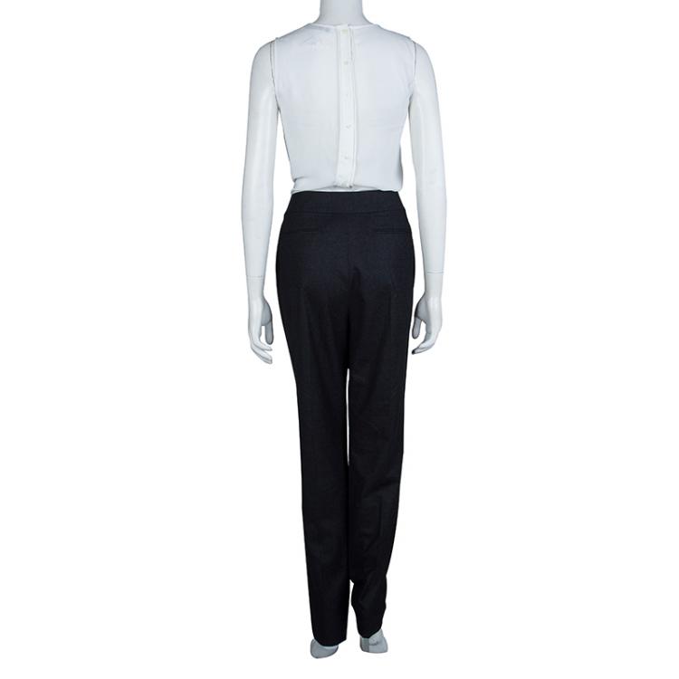 Pre Owned Chanel Dark Grey Wool Trousers L