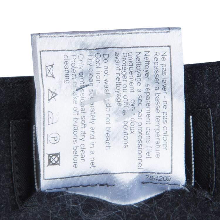 Pre Owned Chanel Dark Grey Wool Trousers L