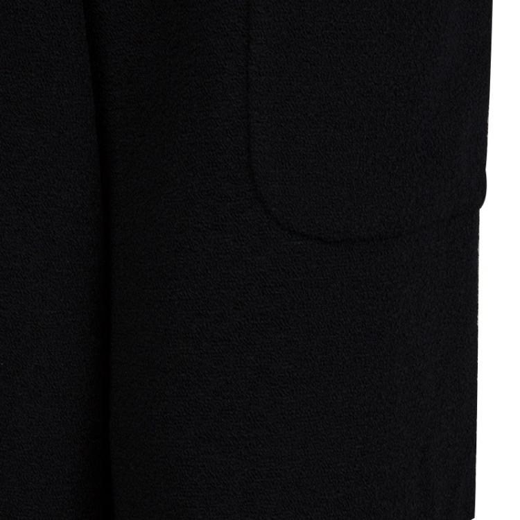 Pre Owned Chanel Black Wool High Waist  Wide Leg Trousers L