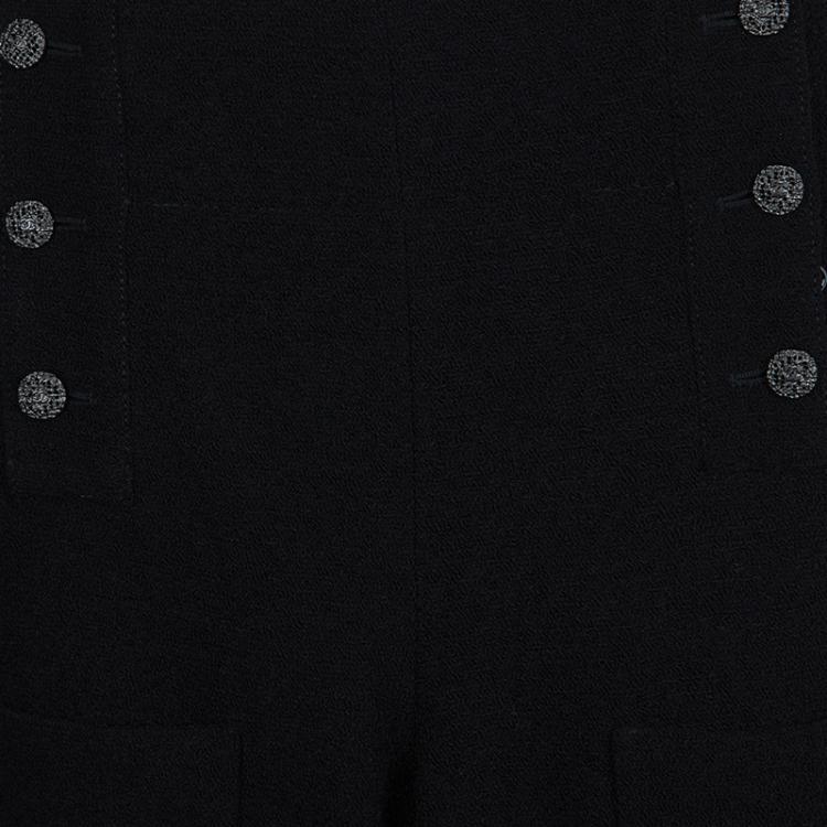 Pre Owned Chanel Black Wool High Waist  Wide Leg Trousers L